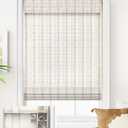 LazBlinds No Tools No Drill Cordless Bamboo Roman Shades, Light Filtering Window Treatment, Roll Up Bamboo Blinds for Window 33'' W x 64'' H, Whitewash B