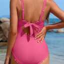 Charmo One Shoulder One Piece Swimsuit Women Ribbed Scalloped Bathing Suit Cutout Slimming Full Coverage Swim Suit 2026 (Pink, XL)
