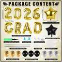 2 Sets Graduation Balloon Column Stand Kits with Balloons 2026 Grad Themed Decoration Navy Blue Balloon Tower Stand Kit for Grad High School & College Celebration Party Decor (Black Gold, 2)