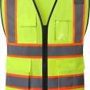 Reflective Mesh Safety Vest for Men Women with 5 Pockets and Zipper Front High Visibility Mesh Vest Hi Vis Construction Work Vest,Meets ANSI/ISEA Standards(EK175-Yellow-XL)