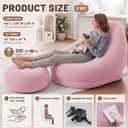 2 Sets Inflatable Bean Bag Chairs Set with Ottoman Electric Pump Folding Blow up Lazy Sofa Loungers Chair with Footstool Couch for Movie Night Film Marathon Gaming Camping (Pink), 46 x 36 x 38 inch