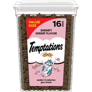 Temptations Classic Crunchy and Soft Cat Treats, Shrimpy Shrimp Flavor, 16 oz. Tub (1 Pound (Pack of 1))