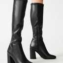 SOVANYOU Women's Faux Leather Tall Boots Fashion Square Toe Chunky Heel Knee High Boots with Side Zip. 6