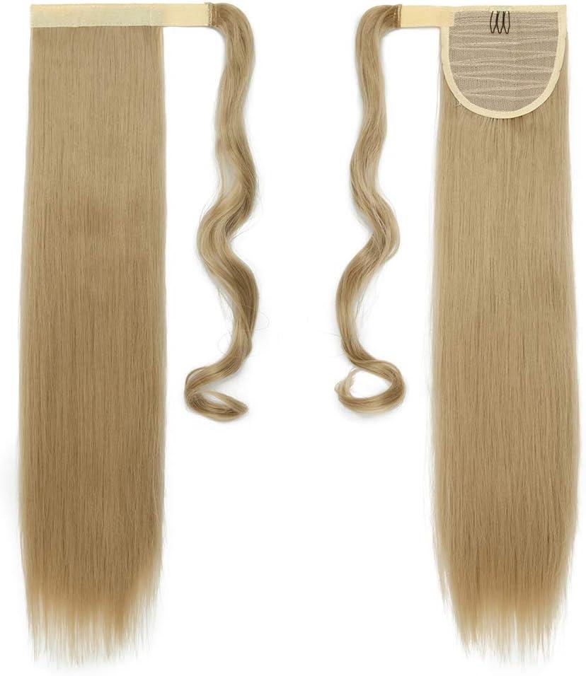 Silk-co Straight Pony Tail Hairpiece Clip in Hair Extensions 26" Wrap Around Ponytail Long for Women (Ash& Blond/Blond)