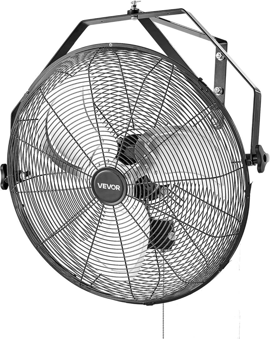 VEVOR 20 Inch Industrial Wall Mount Fan, High Velocity 4650 CFM with 3 Speeds, Powerful Motor with Aluminum Blades for Workshop, Warehouse, Greenhouse, Commercial