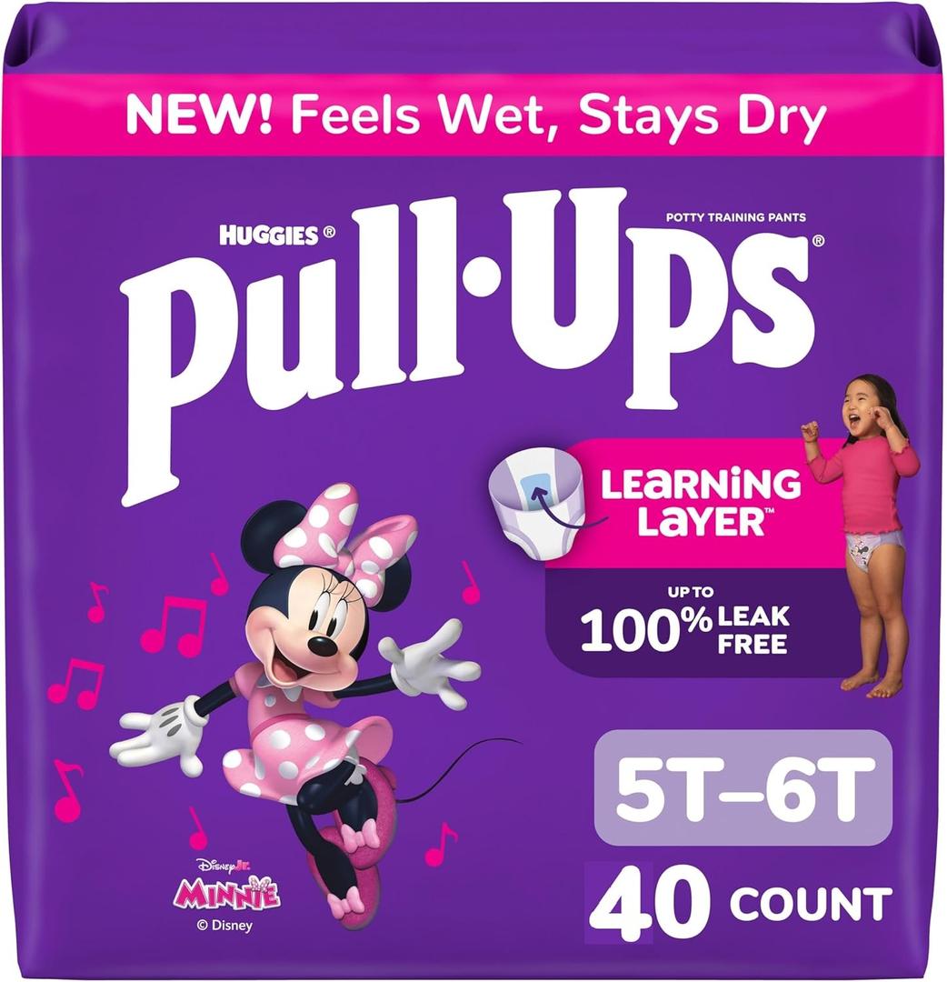 Pull-Ups Girls' Potty Training Pants, Size 5T-6T Training Underwear (46+ lbs), 40 count
