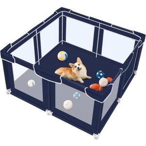 Dog Playpen 50  50 inch, Puppy Playpen with Bottom, 32 Inch Height Pet Playpen (Royal Blue)