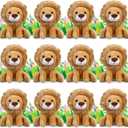 12 Pieces Lion Plush Set 6 Inches Cuddly Lion Stuffed Animal Soft Cuddly Plushie for Boys Girls Birthday Favors Gifts Forest Party Decor