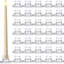 36 Pcs Glass Tapered Candlestick Holders Bulk Clear Short Taper Candle Holders Small Glass Candle Base for Table Centerpieces Wedding Christmas Advent Party Decoration