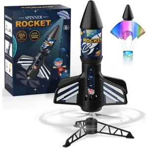 Rocket Launcher for Kids, Self Launching Motorized Air Rocket Toy, Outdoor Toys for Ages 8-12, Model Rockets with Parachute Safely Land, Spaceship Launch up to 200 ft Birthday Gifts for Boys (Blue)