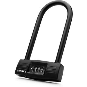 USHAKE Bike Combination U Lock, Heavy Duty Bike Combination U Lock Paddle Lock for Bicycle Electric Scooter Motorcycles Metal Fence Gate Anti Theft