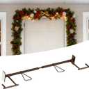 ELYKEN Garland Hanger for Front Door Frame, Adjustable Fits 31.5"- 43.3" Doors, Heavy-Duty Christmas Decoration Garland Holder for Wreaths, No Nails or Screws, No Door Damage, Bronze (Brown)