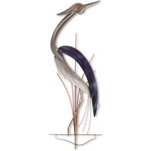 T.I. Design Elegant Heron Facing Right Abstract Coastal Contemporary Metal Wall Decor