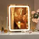 Hasipu Vanity Mirror with Lights, 10" x 12" LED Makeup Mirror, 3 Modes Light, Smart Touch Control Dimmable, 360Rotation, Rectangle White Frame