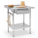 Hally 24"x30" Stainless Steel Prep Table Commercial Work Table Backsplash