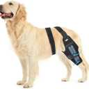 Dog Knee Brace for Torn ACL Hind Leg - Orthopedic Rear Leg Wrap with 2 Metal Stabilizers for Support, for Small Medium Large Dogs, for Arthritis, Luxating Patella, and Joint Injury Recovery (Black)