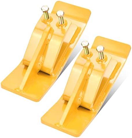 Tractor Bucket Protector(Upgraded Version), 2 Pcs Ski Edge Protector, Turf Tamer Skid Protector with Grade8.8 Double Lock Nuts and Bolts, Heavy Duty Steel for Snow Removal Spreading Gravel,Yellow