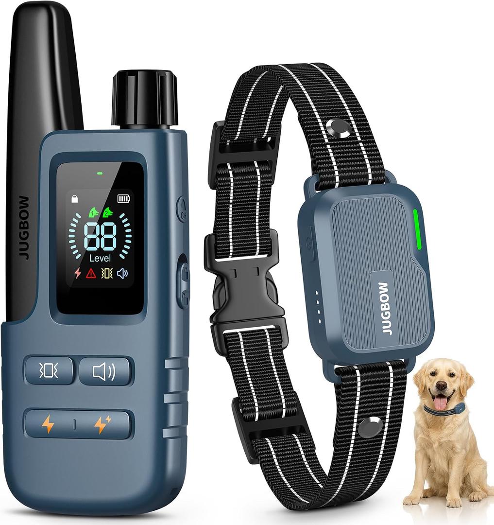 Dog Shock Collar - 4500FT Dog Training Collar with Remote, IPX8 Waterproof Electric Dog Collar with 4 Training Modes, Security Lock, Rechargeable eCollar for 10-120lbs Dogs(Bright Blue 1 Pack)