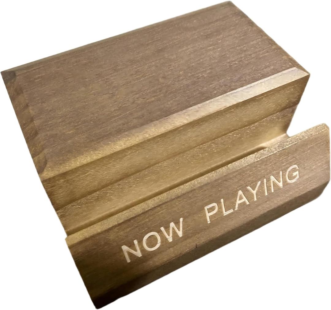 Modern Tabletop Record Stand & Holder Display your favorite vinyl on this "now playing" record stand. The perfect wooden organizer and decor piece for any record player setup and music lover's space.