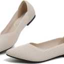 Dumalum Knit Mules for Women Flats Pointed Round Toe Mesh Ballet Flats Shoes Backless Slip On Slides Washable Walking Shoes, size 42