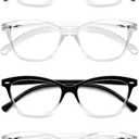 Reading Glasses Womens Ladies Readers +0.50 Stylish Women's Magnifying Cheaters Glasses 4 Pack Lightweight Comfortable Fit (Black,Clear Frames)