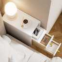 Huolewa Narrow Nightstand with 2 Drawers - Solid Wood Narrow Side Table with Open Shelf for Small Spaces, Couch, Bedroom, Living, Office - Small Bedside Table, End Tables (Walnut, 7.87 inch)