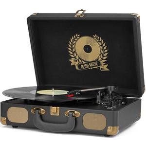 Vinyl Record Player Bluetooth Turntable 3-Speed Suitcase Portable Vintage Belt-Driven Record Player with Built-in Speakers RCA Line Out AUX in Headphone Jack LP Recording to Convert Records to MP3
