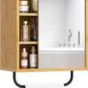 AmazerBath Bathroom Medicine Cabinet with Mirror, Bamboo Medicine Cabinet Wall Mounted, Over The Toilet Storage with Towel Bar for Bathroom, Small Spaces