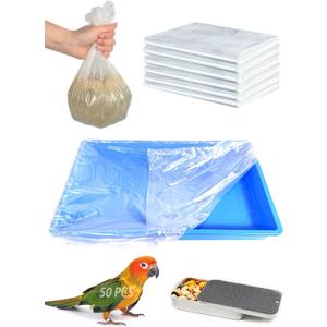 50 PCS Disposable Bird Cage Liners Clear Plastic Parakeet Cage Liner Parrot Cage Tray Liners Universal Film Bird Cage Accessories for Finches Canaries Cockatiels Birdcage