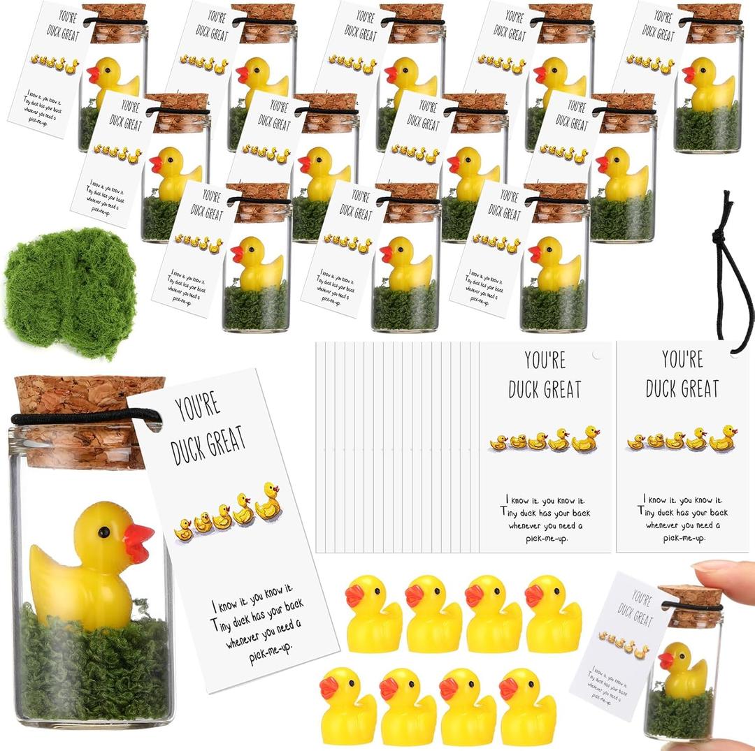 20 Sets Employee Appreciation Gifts Bulk Team Building Support Thank You Gifts with Inspirational Cards for Christmas Employee Coworker Staff Class Students Teacher (Duck)