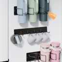 Magnetic Stanley Cup Holder with 6 Hook Rack, Tumbler Organizer for Fridge, Water Bottle Organizer for Stanley 30&40 oz, Stanley Cup Accessories for Kitchen Cabinet, 3 Pack Black