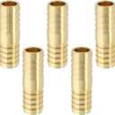 LTWFITTING Brass Barb Splicer Mender 1/2-Inch ID Hose Fitting for Vehicle Fuel System Heater System (Pack of 5)