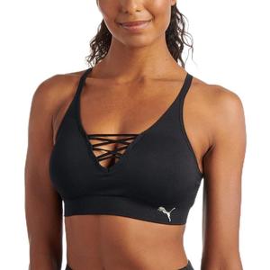 PUMA Women's Seamless Padded Sports Bra (X-Large, Black/Metallic)