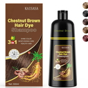 Hair Dye Shampoo 3 in 1, Hair Color Shampoo for Women and Men, Hair Dye to Cover Gray Hair, Herbal Ingredient Shampoos for Grey Hair Coverage 500ml (Chestnut Brown)