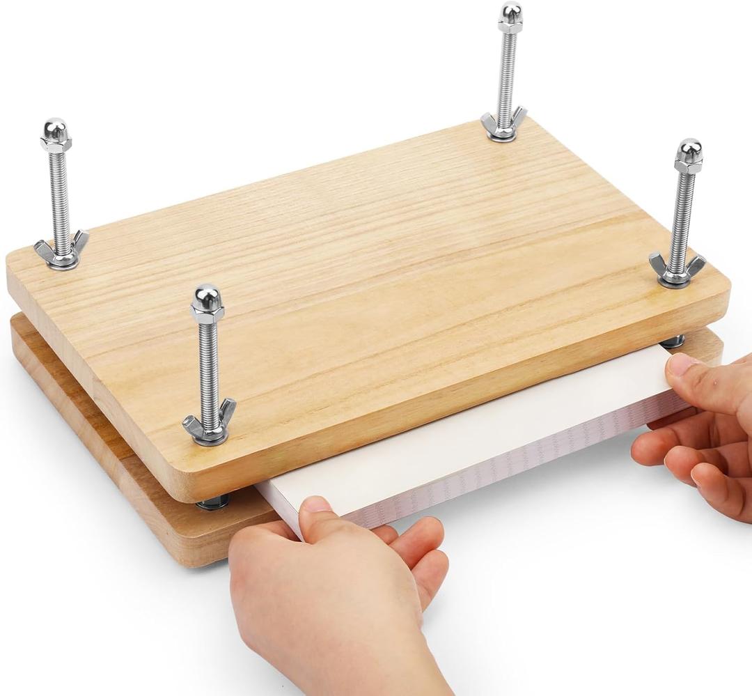 JUPEAN Book Press7.9x11.6 Wooden Book Binding Press Bookbinding Kit Portable and Easy Assemble Books Binding Kits Flower Press for DIY Bookbinding