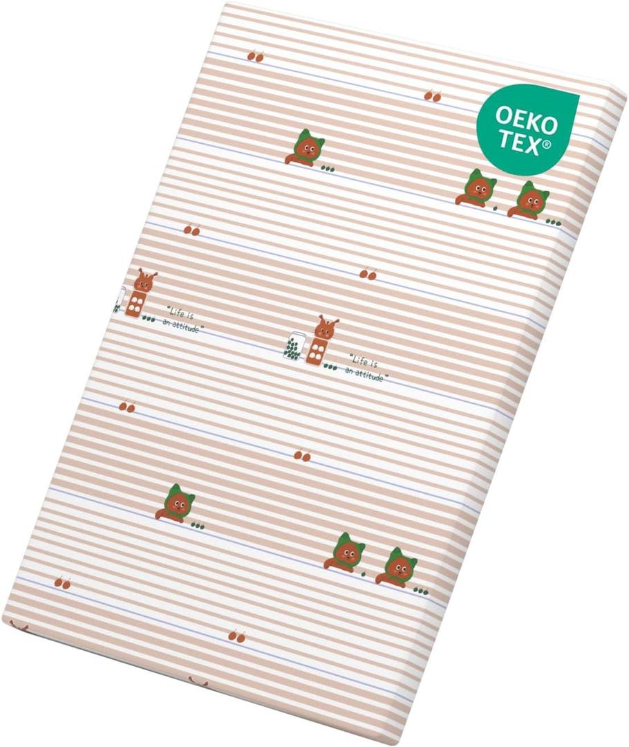 Pack and Play Mattress 38" x 26", Portable Playard Mattress, Soft Firm Premium Foam Pack N Play Mattresses, Odorless Breathable Comfort Baby Foam Playpen Mattresses (Attitude Bear) (38x26x1.5 inches)