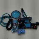 No Pull Dog Harness, Collar & Leash Set with Retractable Dog Seat Belt, Collapsible Dog Bowls and Poop Bag Dispenser - Ideal for Training, Walking, Hiking - Fits Small to Large Dogs, (Blue-M)