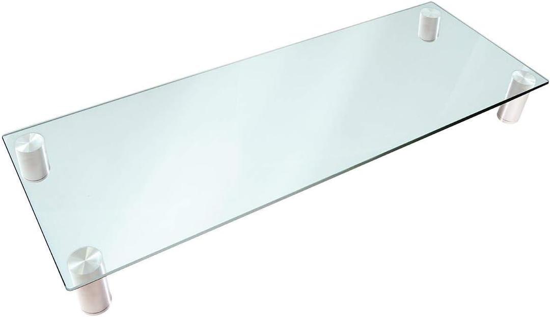 Monoprice 116356 Multimedia Riser Desktop Monitor Stand - Clear Glass, Large 30.8 x 11 Inches - Workstream Collection, 30.8" x 11.0"