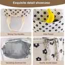 Homele Cute Lunch Bag for Women Men Corduroy Lunch Tote Bags Reusable Large Capacity Insulated Lunch Box Cooler Thermal Bento Lunchbox Containers for Work Travel Picnic Outdoor (Black Flowers)