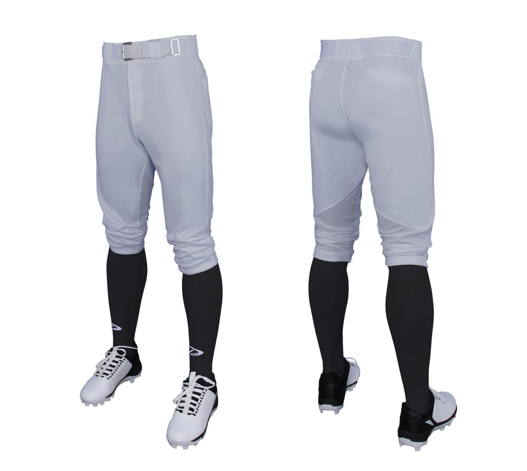 Men's Classic Knicker Baseball Pants for Men, Adult Knee-High Length Style for Relaxed Fit, Durable, Comfortable and Breathable in Grey X-Large