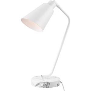 GLOBE Electric 52295 Belmont 17" Desk Lamp, Matte White, White Faux Marble Base, 2.1A USB Port, On Off Rocker Switch at Base