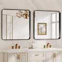 Bathroom Mirror for Wall, 30 Inch Square Mirror, Matte Black Metal Framed Square Vanity Mirror for Bathroom Bedroom Living Room Entryway, Anti-Rust, Tempered Glass, Hanging or Leaning