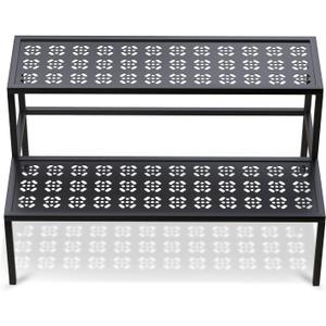 Metal Plant Stand Metal 2 Tier Potted Multiple Flower Pot Holder Plant Shelf Indoor Plants Multiple,Outdoor Heavy Duty Planter Display Shelving Unit for Patio Garden Corner Balcony Living Room(Black)
