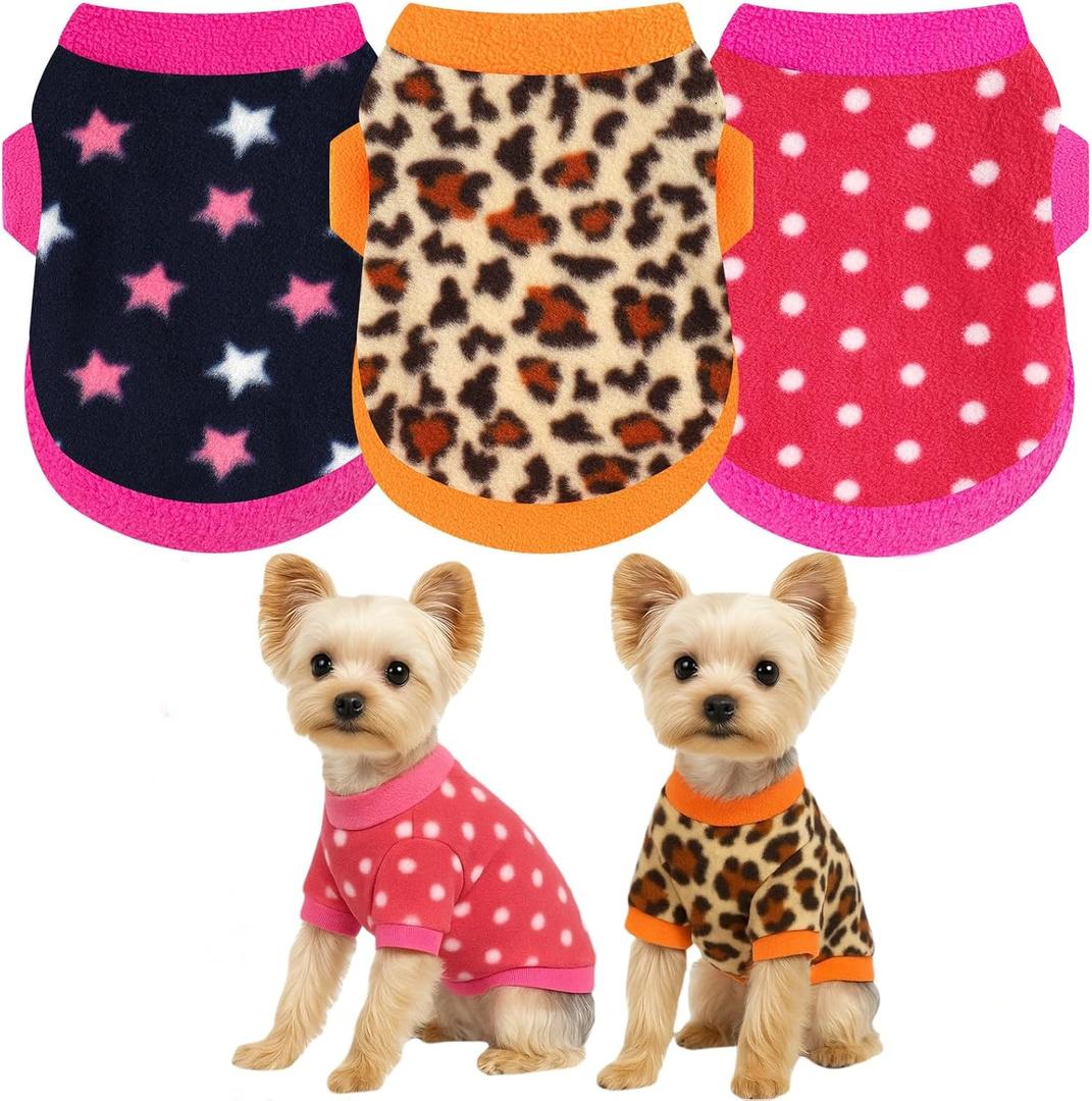3 Pieces Medium Dog Sweater,Soft Dog Sweaters for Small Dogs Fleece Fall Winter Sweater Male Female, Clothes Medium Sized Dogs for Chihuahua Clothes Yorkie (Rose+Black+Yellow)