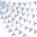 32Ft Blue Gingham Cheery Pennant Banner Fabric Triangle Flag Garland Streamers Party Decorations for Ma Cherie Baby Shower Cherry on Top Bachelorette Fruit Birthday Picnic Spring Garden Supplies