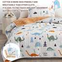 Joyreap 3-Piece Cotton Quilt Set Full/Queen, Cute Dinosaur Reversible Design for Kids Boys n Girls, Breathable Quilt Bedspread Bed Cover for All Season, 1 Quilt and 2 Pillow Shams- 90x90 inches