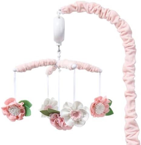 The Peanutshell Crib Mobile for Girls - Pink Musical Baby Crib Mobile with 12 Lullabies, Flower Baby Mobile Crib Pink Floral Nursery Decor