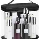 Heavy Duty Leak Proof Clear Travel Bags for Toiletries, Transparent Makeup Cosmetic Bag with Zipper and Handle (Large, Black)