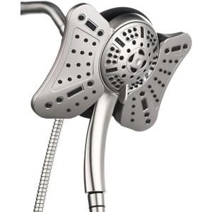 GRICH 2.5GPM Shower Heads with Handheld Spray Combo: 2 in 1 Rain Shower Head with Handheld Spray,Detachable High Pressure Shower Heads, 9 Spray Modes Adjustable Showerhead with 60 Inch Hose, Nickel