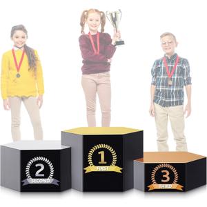 Fullhawl Cardboard Podium 76" W x 26" H People Winners Stand in Life Size Cardboard First Second Third Place Cardboard Cutout Standup for Party Decorations Display Event Backdrops Photo Booth Props